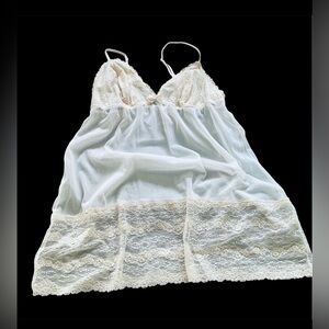 Vintage Style Babydoll Sheer SlipDress Fairy Lace Coquette Lingerie Ivory/WhiteM